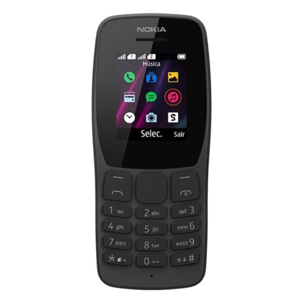Celular Nokia 110 Preto com Rádio FM e Leitor Integrado, Câmera VGA e 4 Jogos - NK006