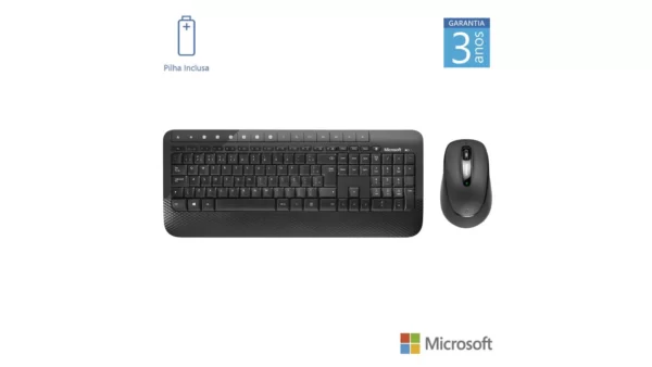 Combo Microsoft Teclado e Mouse Sem Fio Desktop 2000 Usb Preto - M7J-00021